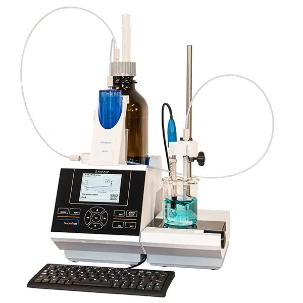 SI Analytics TitroLine 7000 auto titrator with electrode stand and keyboard